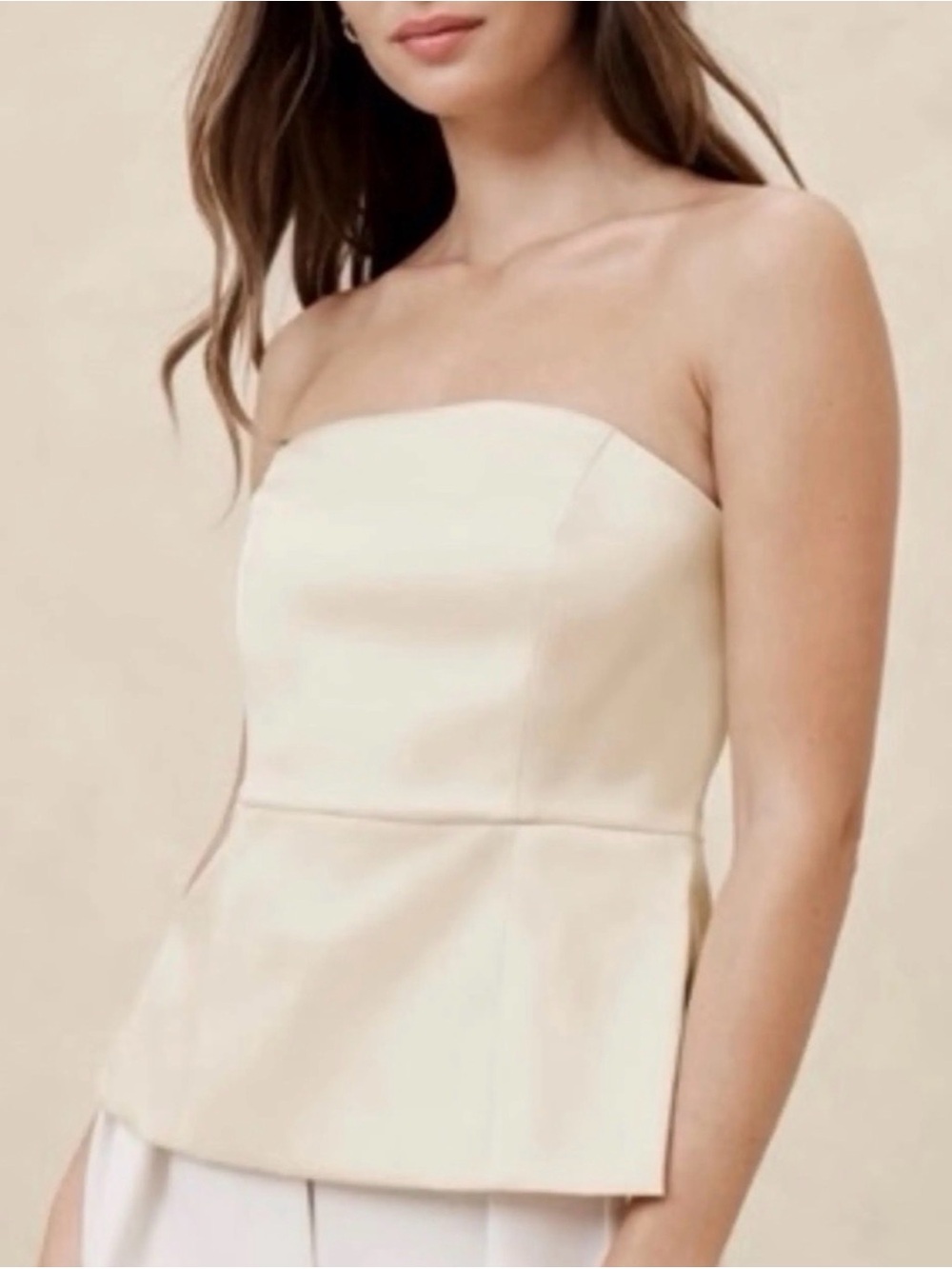Banana republic size 2 Strapless Cream Peplum Top - Picture 7 of 7